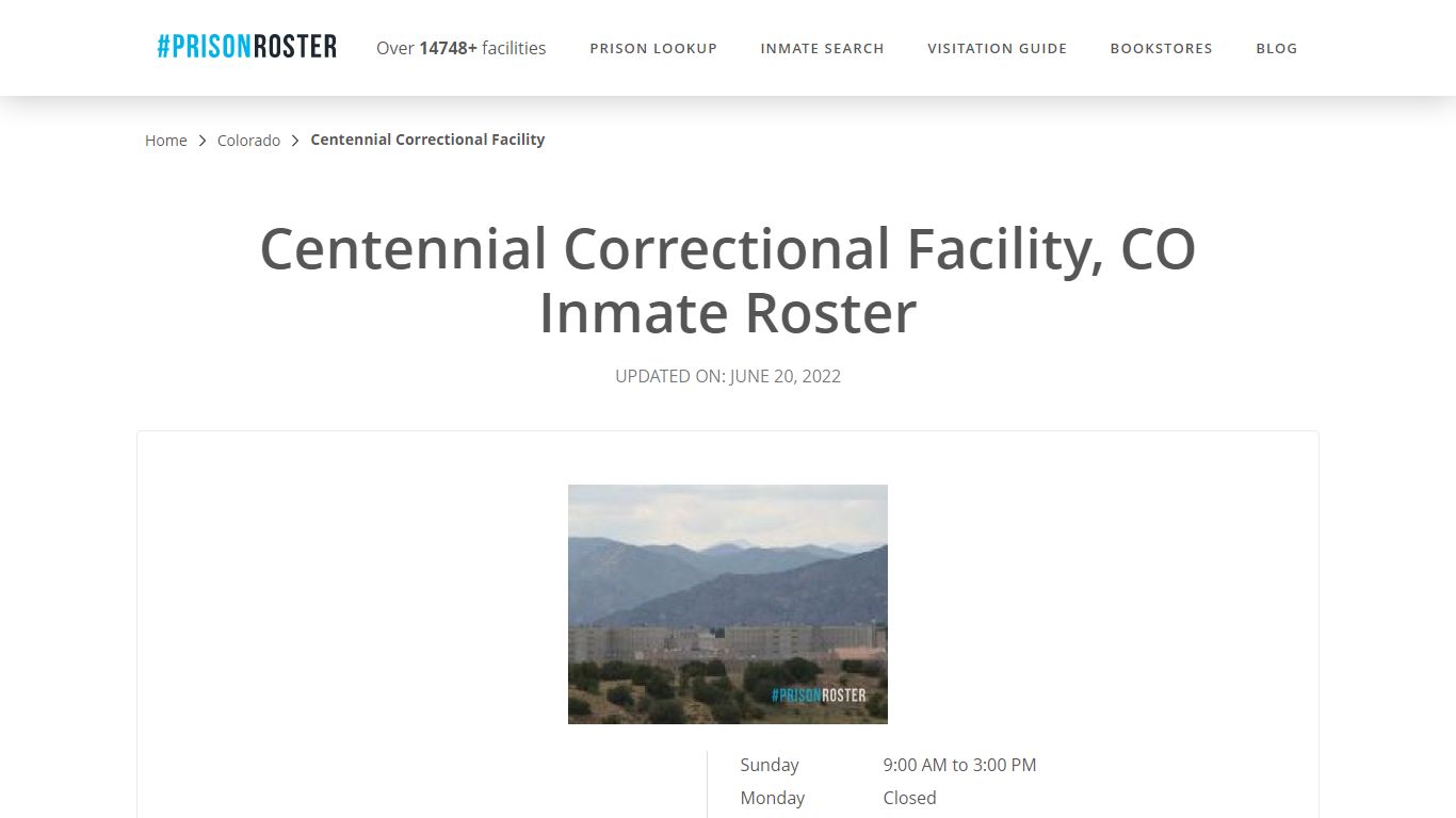 Centennial Correctional Facility, CO Inmate Roster