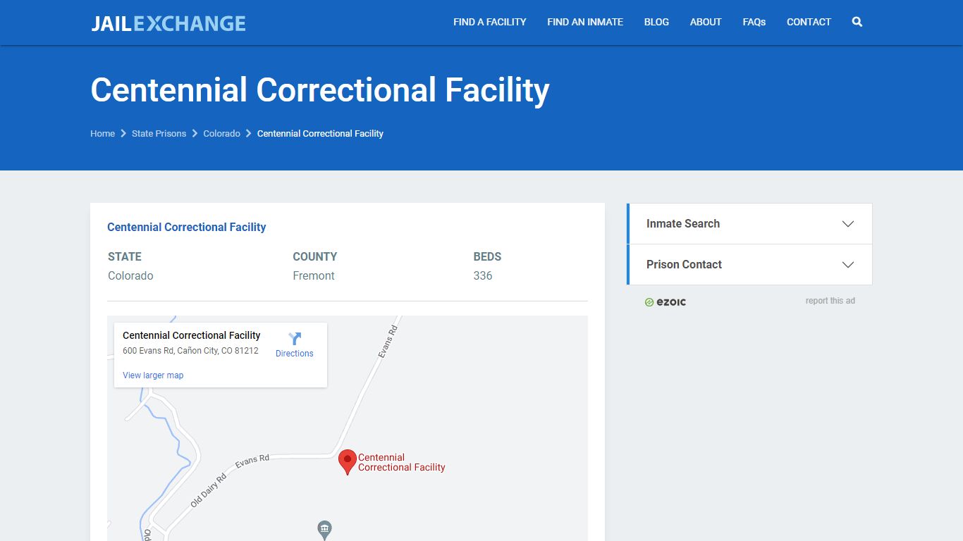 Centennial Correctional Facility Prisoner Search ...