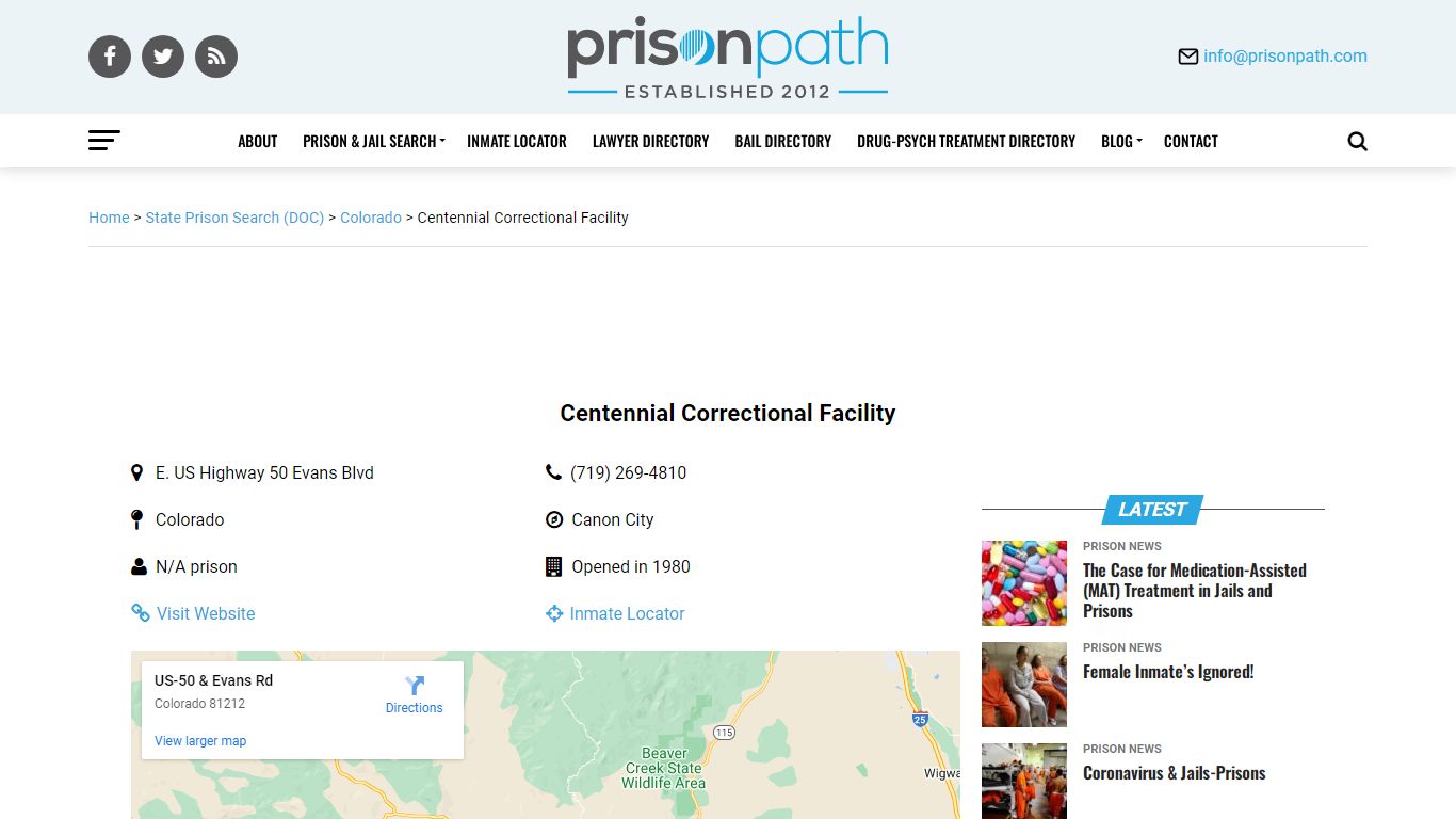 Centennial Correctional Facility - Prison Inmate Search ...